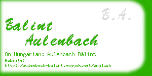 balint aulenbach business card